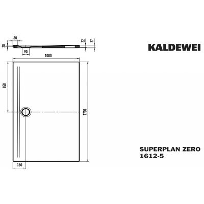 Kaldewei Duschwanne SUPERPLAN ZERO Mod.1612-5, 1000 x 1700, alpin,PEFF,Wt extrafl. 364247983001 Image