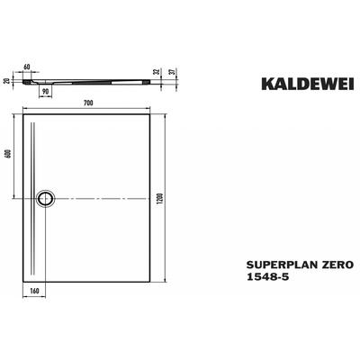 Kaldewei Duschwanne SUPERPLAN ZERO Mod.1548-5, 700 x 1200, sm100,Wt extrafl. 354847980676 Image
