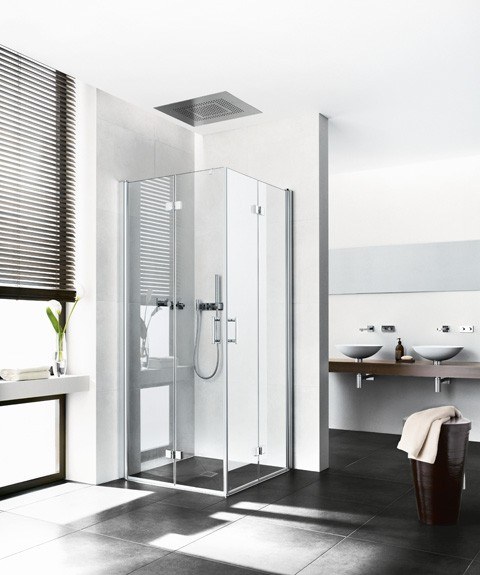 Kermi Eck-Halbteil rechts Diga 2CR 0930x1850, silber hochglanz, ESG klar mit KermiClean DI2CR09318VPK Image