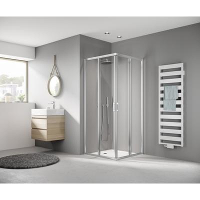 Kermi Eck-Halbt. li Liga E2L 0800x2000 BV: 775-800, silber hochglanz ESG klar mit KermiClean LIE2L08020VPK Image