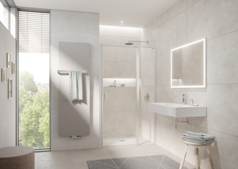 Kermi Pendeltür Liga 1GR 1030x1850, silber hochglanz ESG klar LI1GR10318VAK Image