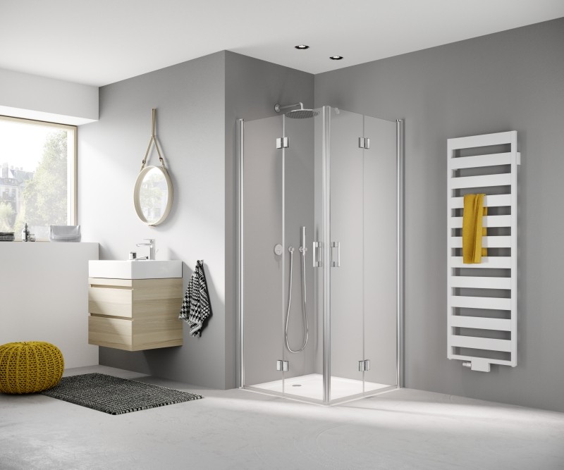 Kermi Eck-Halbteil rechts Liga 2CR 0930x1850, silber hochglanz, ESG klar mit KermiClean LI2CR09318VPK Image