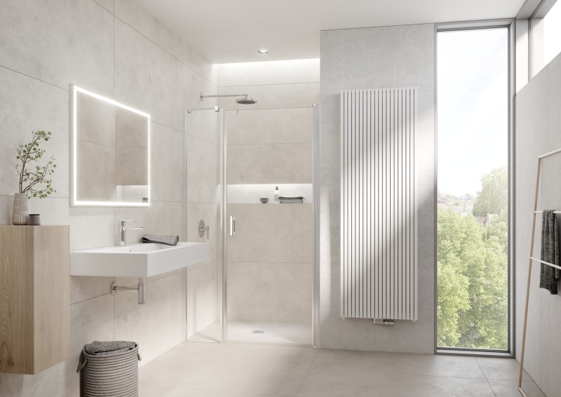 Kermi Pendeltür LIGA 1OR 1530x2000 BV: 1490-1540, silber hochglanz ESG klar LI1OR15320VAK Image