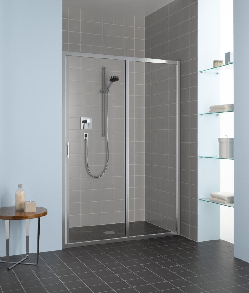 Kermi Gleittür Liga G2R 1400x2000, silber hochglanz ESG klar mit KermiClean LIG2R14020VPK Image