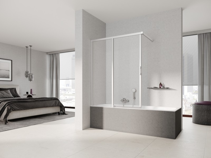 Kermi Gleittür LIGA H2L 1200x1500 BV: 1175-1200, silber hochglanz ESG klar mit KermiClean LIH2L12015VPK Image