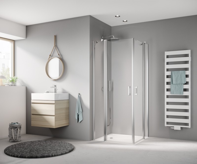 Kermi Eck-Halbt. re Liga EPR 1100x2000 BV: 1075-1100, silber mattglanz ESG klar mit KermiClean LIEPR110201PK Image