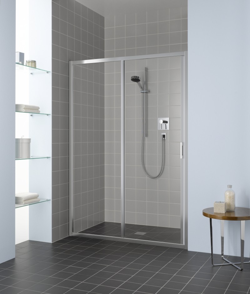 Kermi Gleittür Liga G2L 1300x2000, silber hochglanz ESG klar mit KermiClean LIG2L13020VPK Image