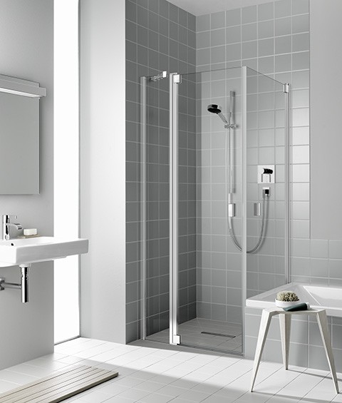 Kermi Pendeltür Raya 1NR 1200x2000, silber hochglanz, ESG Opaco mit KermiClean, RA1NR RA1NR12020VYK Image