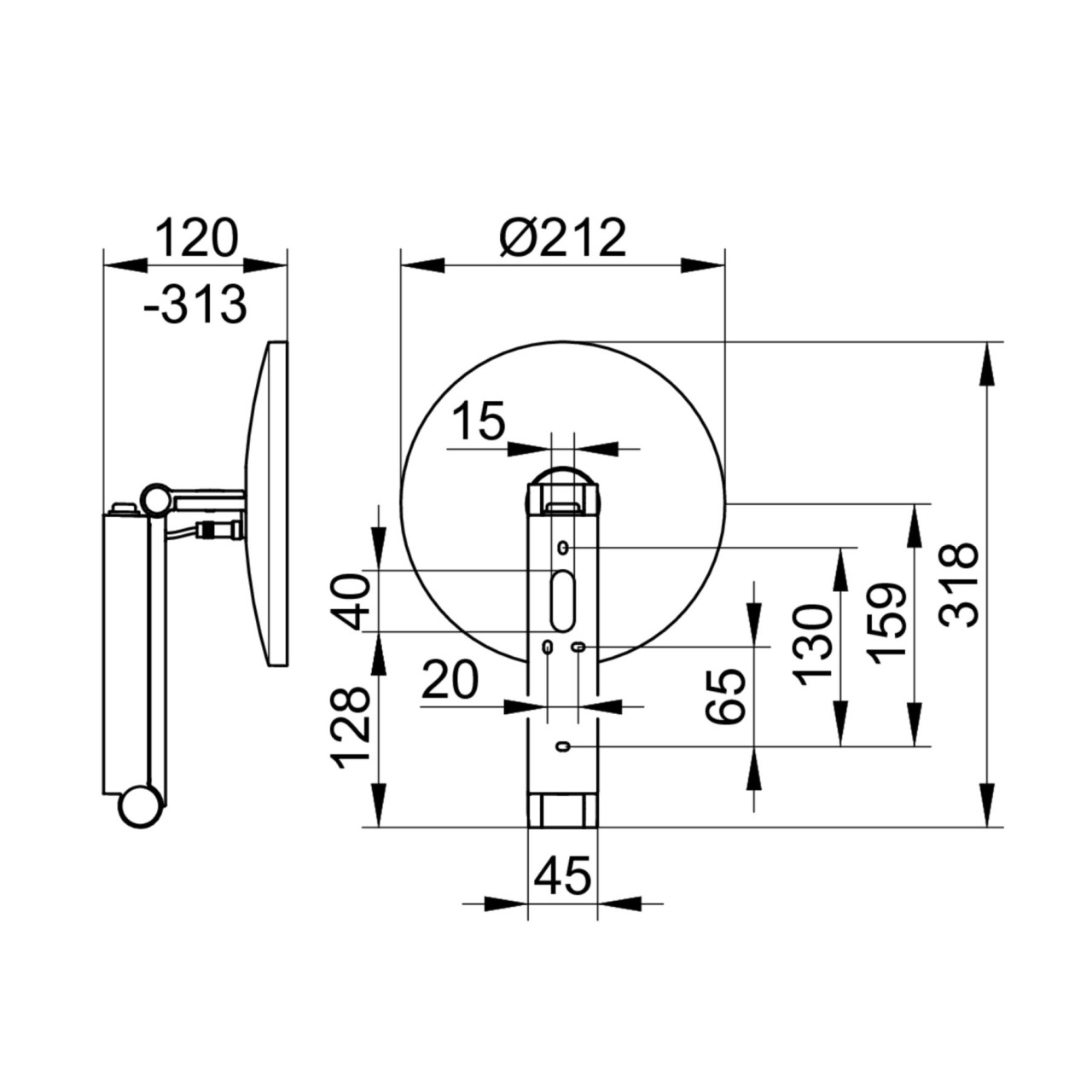Keuco Kosmetikspiegel iLook_move rund 17612 beleuchtet, Wippschalter, Bronze gebürstet , 17612039004 17612039004