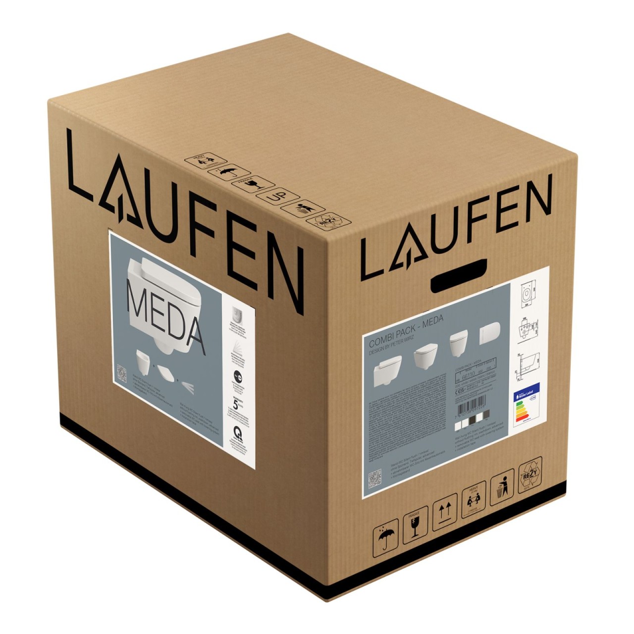 LAUFEN Set Wandtiefspül-WC + Sitz MEDA 540x360mm, Silent Flush, weiss matt H8661107570001 Image