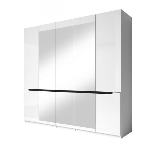 Drehtürenschrank HL1-21, 225 cm x 213 cm x 60 cm, weiss/weisshochglanz/schwarz NBHL1-21-weiss