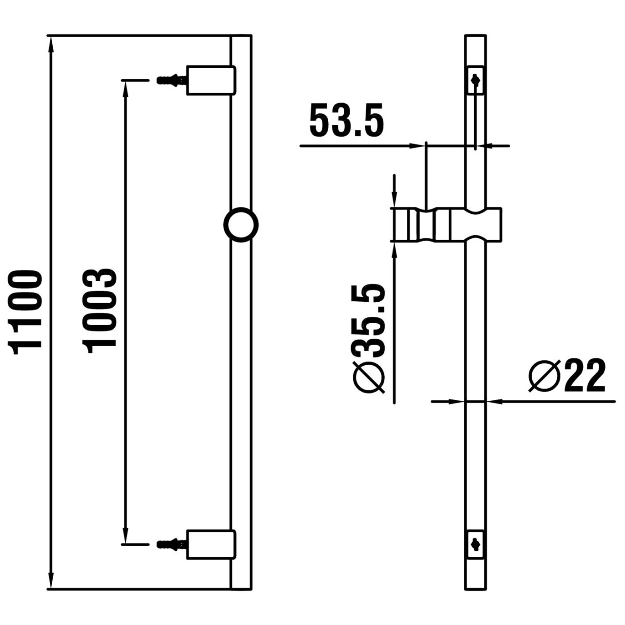 LAUFEN Brausestange TwinGliss , PVD Blassgold matt, Höhe 1100 mm Vollmetall Einfache Installation da HF904794462000