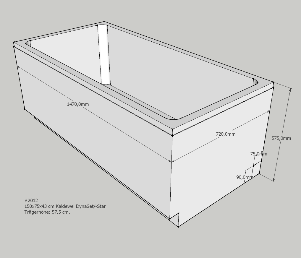 Neuesbad Wannenträger für Kaldewei Dyna Set/Star Nr.624/625 150x75 SW10189 Image