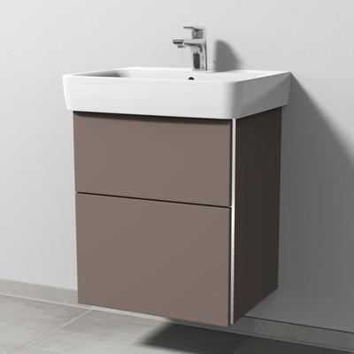 Sanipa 3way Waschtischunterbau zu Geberit Renova Plan Waschtisch mit 1 Tür, Taupe-Matt BP8741T