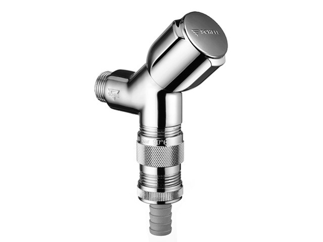 "Schell Geräteschrägsitzventil COMFORT 1/2"chrom mit RV Schlauchplatz-Sicherung 033900699" Image