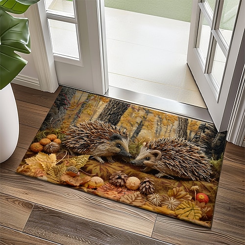 Igel Wald Pilz Fußmatte Küchenmatte Bodenmatte rutschfeste Bereich Teppich ölfester Teppich Indoor Outdoor Matte Schlafzimmer Dekor Badezimmer Matte Eingangsteppich Image