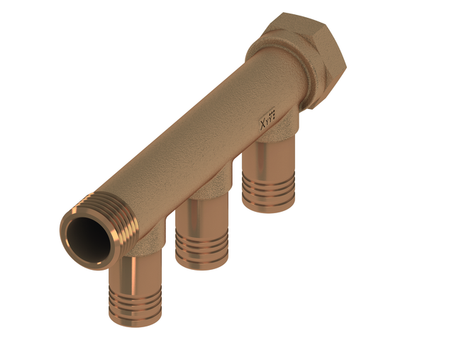 "Tece logo-Push Universal-Verteiler 2-fach Dim. 20 x 3/4", Rotguss/Si-Bronze, 8733002 8733002" Image
