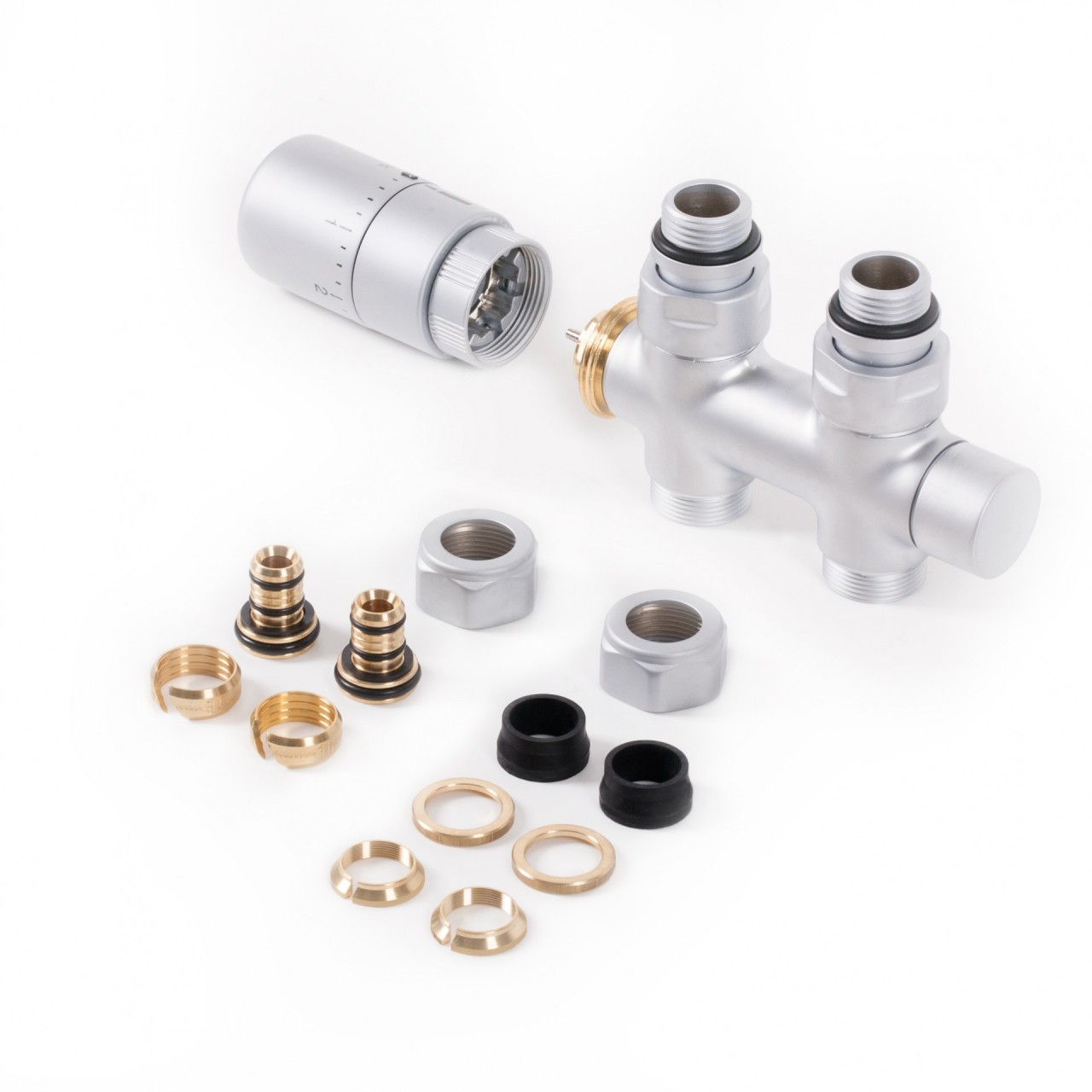 "Terma Set Thermostat Verbunddurchgangsventil 50mm CYLINDER GZ 1/2"-Ø16x2, Ø15 rechts, WRZT5G4-ST, WRZT5G4-ST" Image