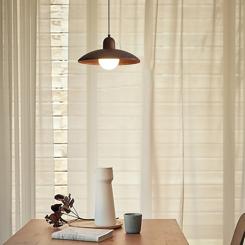 LED-Pendelleuchte warmweiß 30 cm 1-flammig 5 W G9 Holzschirm Deckenhängelampe japanisches Schlafzimmer Arbeitszimmer verstellbare Leuchte modernes Restaurant Café 110-240 V Image