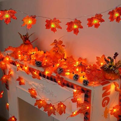 Red Maple Leaf USB String Lights Halloween Thanksgiving and Fall Decorations for Home Party and Autumn Atmosphere Decoration