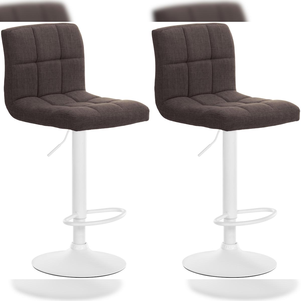 CLP 2er Set Barhocker Calma Stoff braun/Metall matt weiss Image