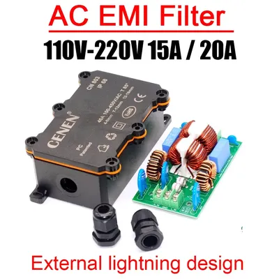 External Lightning 3-stage AC EMI Filter 15A 20A AC 110V 220V Power Isolation Purification Purifier