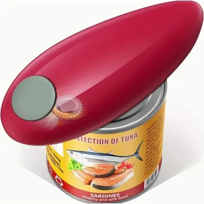 1pc Red Electric Can Opener Bottle Opener Easy Can Opener Automatic Can Opener With Smooth Edge