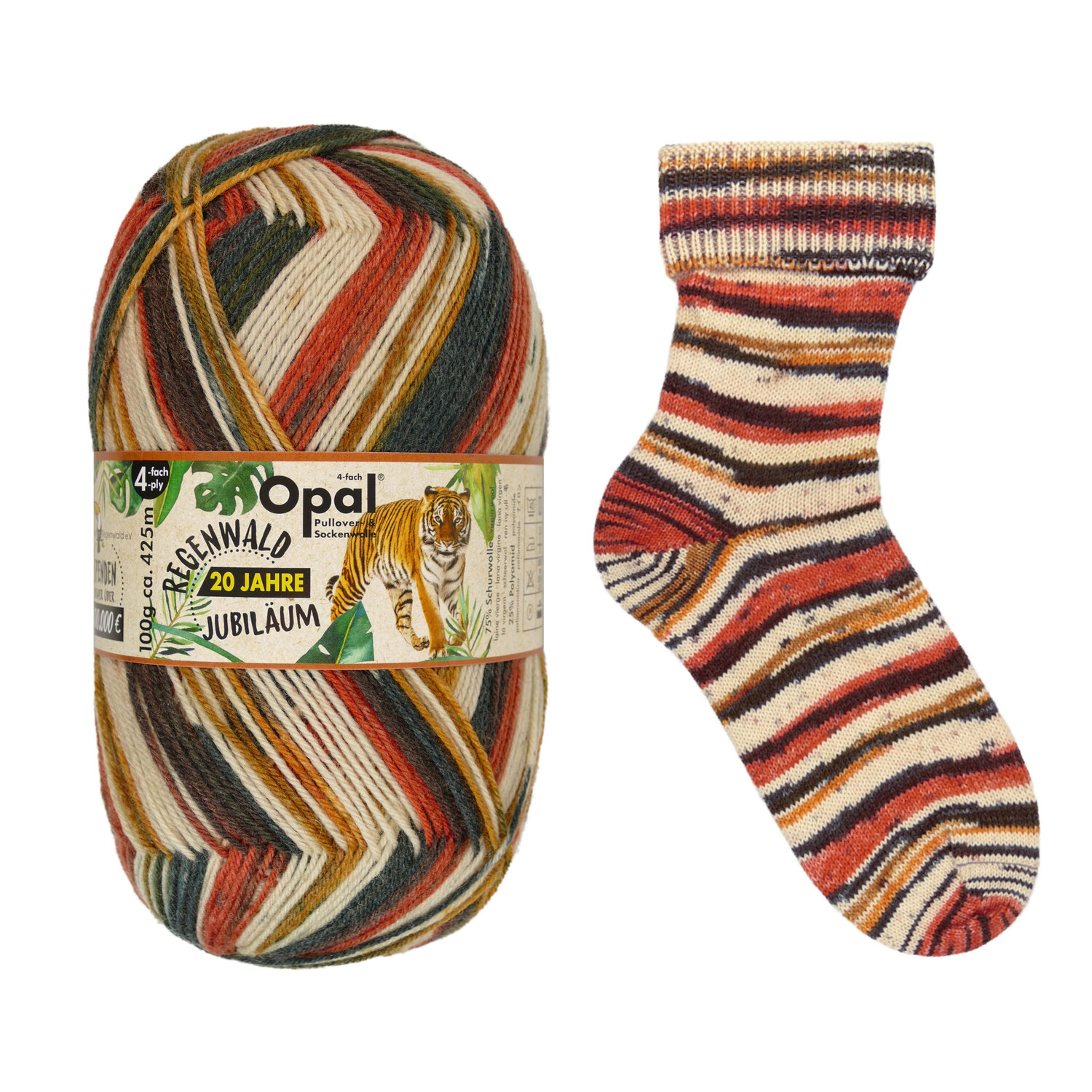 Opal Sockenwolle Regenwald – Tiger