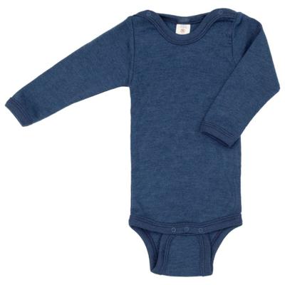Engel - Baby-Body Kurzarm mit Druckknöpfen an den Schulter - Merinounterwäsche Gr 74/80 blau