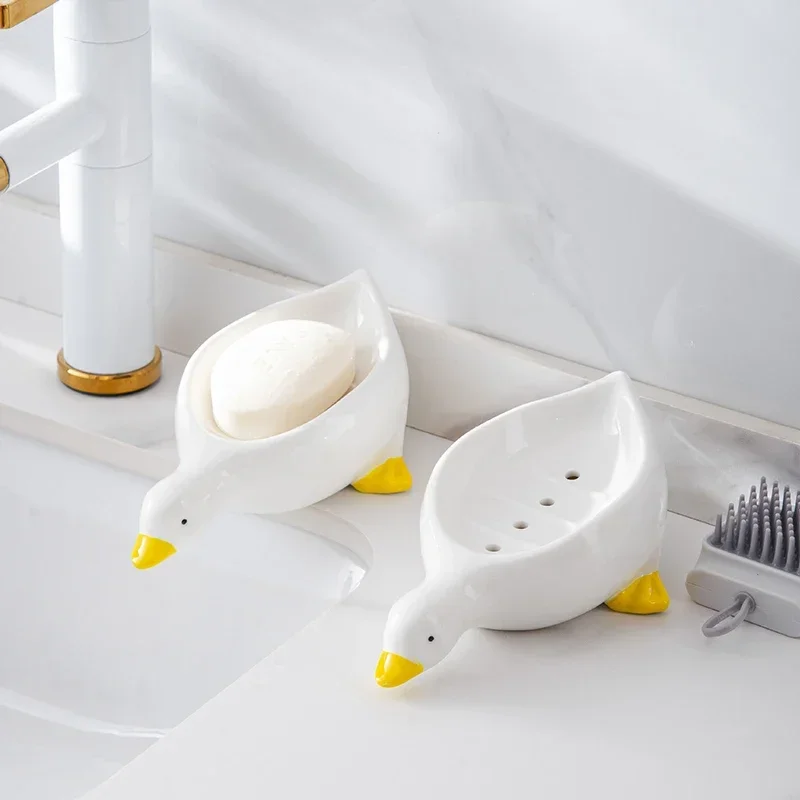Ente Form Seife Box Cartoon Seifenschale Drainable Lagerung Halter Seife Container Lagerung Schüssel Haushalt Bad Zubehör