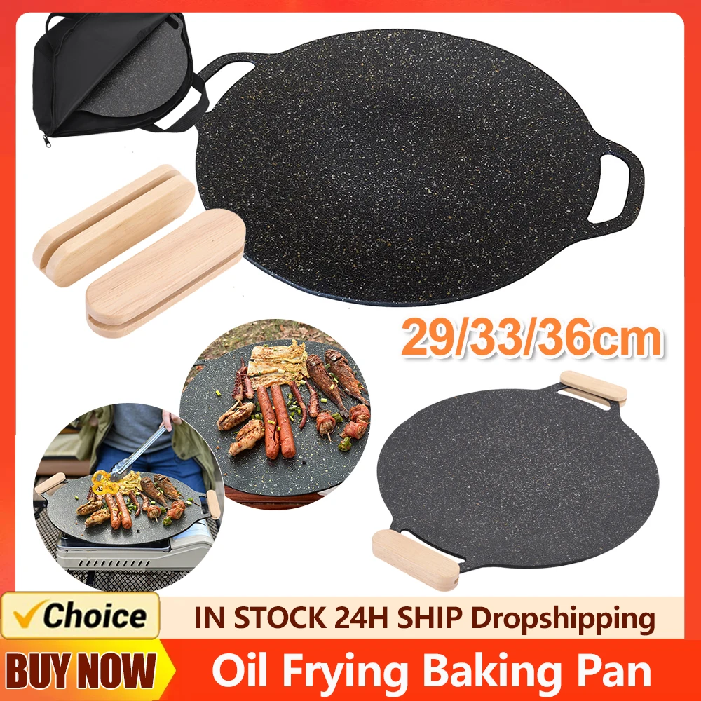 Grill pfanne Antihaft-Koch pfannen Mehrzweck-Induktion sherd rund für Outdoor-Camping Küche Back geschirr Haushalts werkzeuge Image