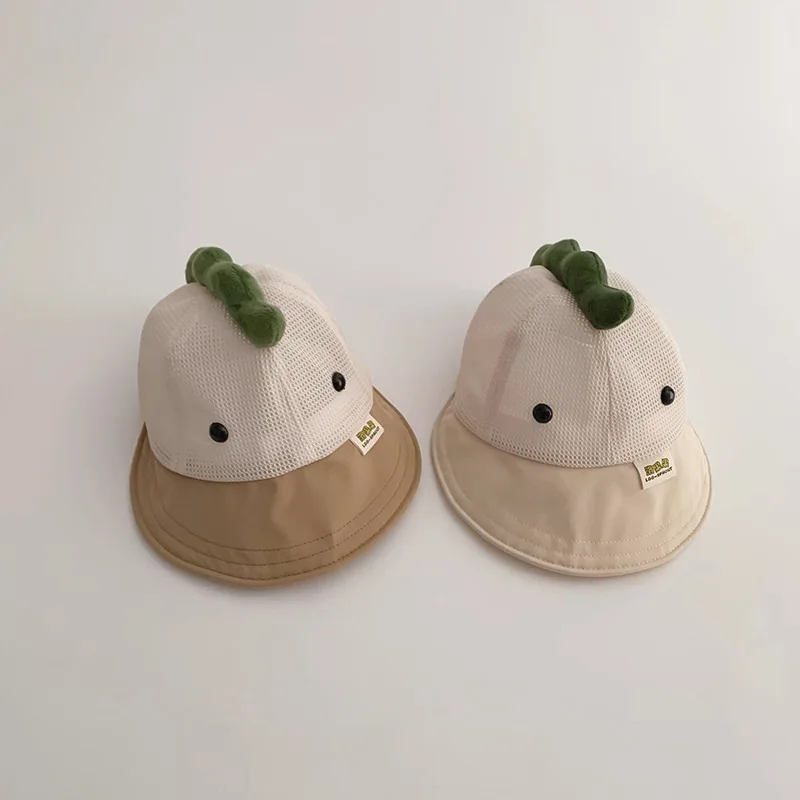 Sommer Kinder Cartoon-Stil aushöhlen atmungsaktive Schirmmütze Junge Baby niedlichen Outdoor-Sonnenschutz Hut Mädchen Kind Baumwolle Dinosaurier Kappen Image