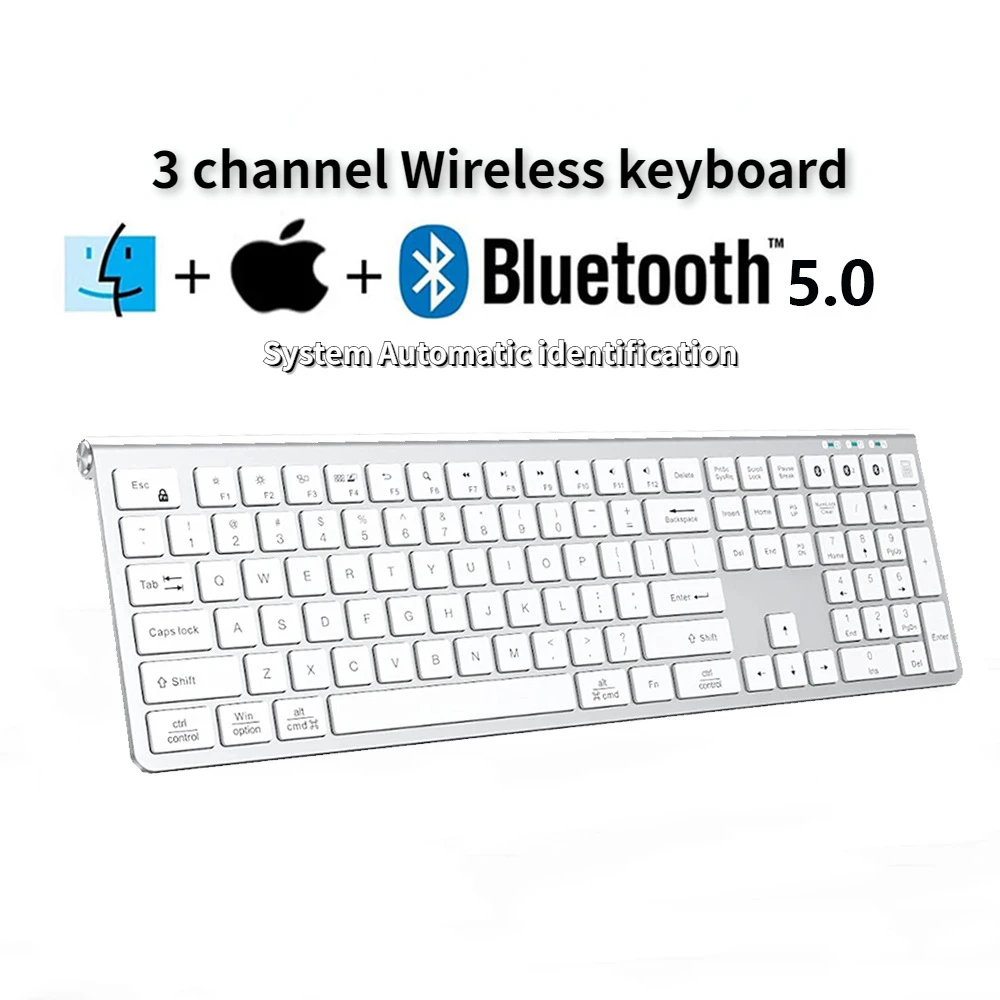 Tastiera Bluetooth 5.0 Wireless tastiera ricaricabile di tipo C per MacBook Pro Air iMac iPhone iPad Pro Air Mini Windows Linux