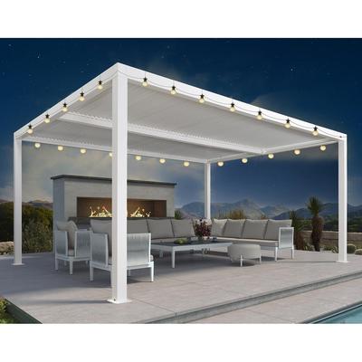 PURPLE LEAF Louvered Pergola with Solar Lights Hardtop Gazebo for Patio