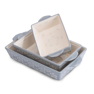 Casserole Dish Ceramic Baking Pan 3pcs Bakeware Set Grey Baking Dish 9x13 Baking Pan Casserole Dish Set Nonstick Baking Dishes