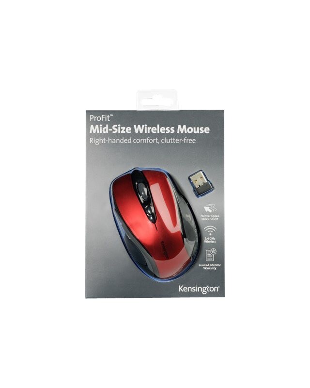 Kensington Pro Fit Mid-Size Maus optisch drahtlos 2.4 GHz kabelloser Empfänger USB Rubinrot Image