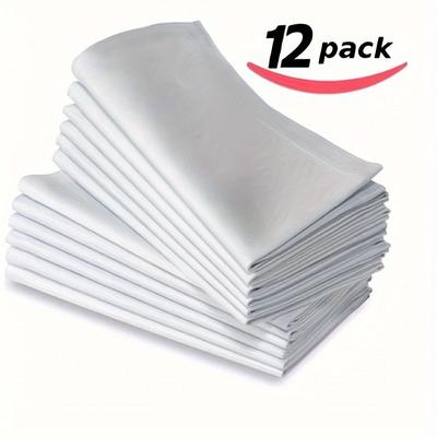 TEMU Elegant 12pcs Polyester Cloth Napkins With Hemmed - Washable & Reusable For Weddings, Parties, And Dinners Image