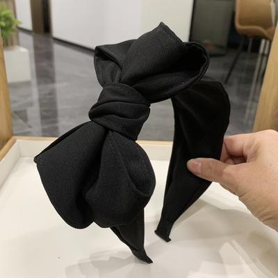 TEMU Elegant Pleated Bow Tie Headbands For Women, Solid Color Retro Hairband Set, Simple Chic Wide Headwear Hair Accessories For Daily Use