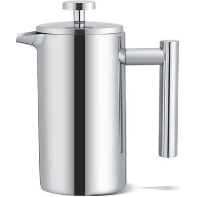 Eosnow - 350 ml doppelwandige Edelstahl-Kaffeemaschine, French-Press-Teekanne mit Filter