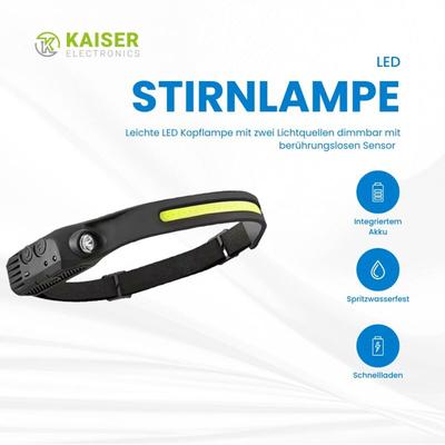 Led Stirnlampe berührungslos led mit 2 Lichtquellen Image