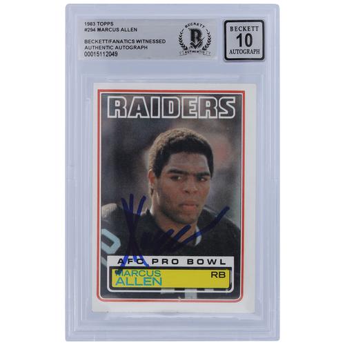 Marcus Allen, Los Angeles Raiders, signierte 1983 Topps #294 Beckett Fanatics, bezeugte authentifizierte 10 Rookie-Karte