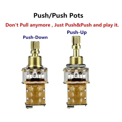 FLEOR 1PC Guitar Potentiometer Push Push Potentiometer A250K / B250K /A500K/B500K Copper Short Split Shaft (Don't Pull Anymore)