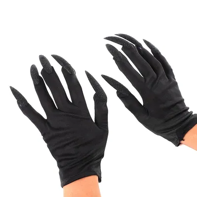 Cool Halloween Gloves Ghost Claw Dress Up Short Gloves Fashion Black Long Nails Cosplay Halloween