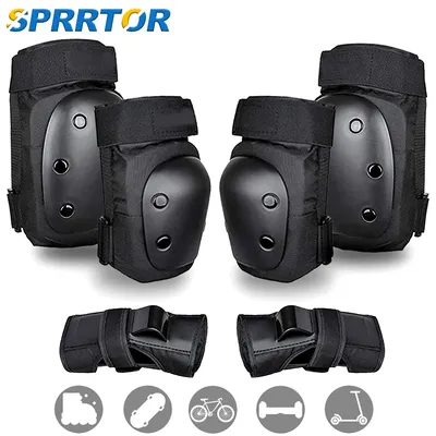 Adult/Kids Knee Pads Elbow Pads Wrist Guards 6 in 1 Protective Gear Set for Inline Roller Skating