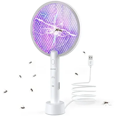 2 in 1 Mosquito swatter Electric Fly Bug Killer Lamp Zapper with 1200mAh Battery USB charge with