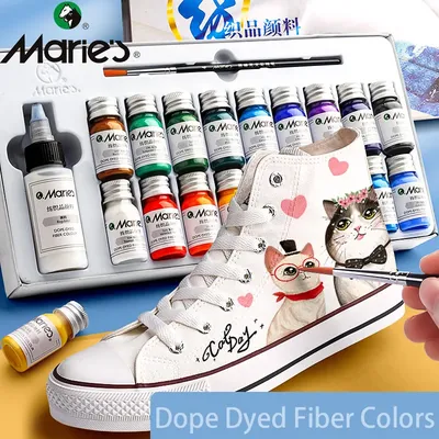 Marie’s Dope-Dyed Fiber Permanent Fabric Paint Set 12/36 Colors 10ml/Tube Textile Acrylic Paints for