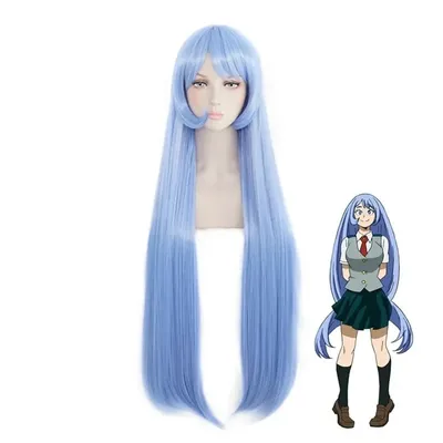 My Hero Academia Nejire Hado Hadou Cosplay Wig Long Soft Blue Straight Hair Women Party Wigs Cosplay
