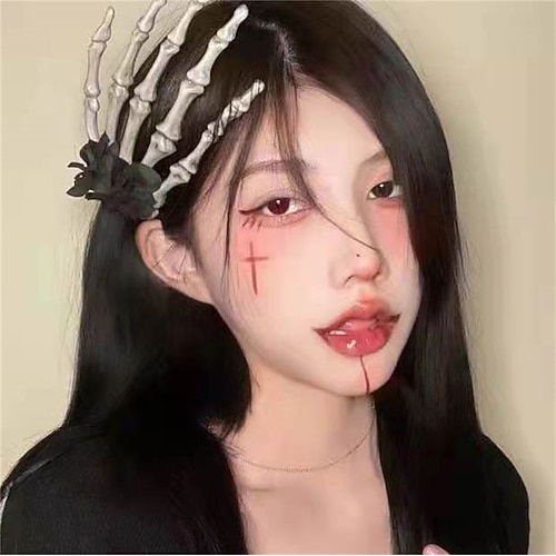 2 Stück Halloween-Dekor Haarnadel Dark Horror niedlich lustig Französisch Kopfbedeckung Spaß Totenkopf Design Accessoires