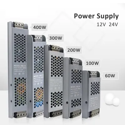 MJJC Power Supply Unit 12V 24V 60W 100W 200W 300W 400W 110V 220V 230V AC to 12 24 Volt DC LED Strip