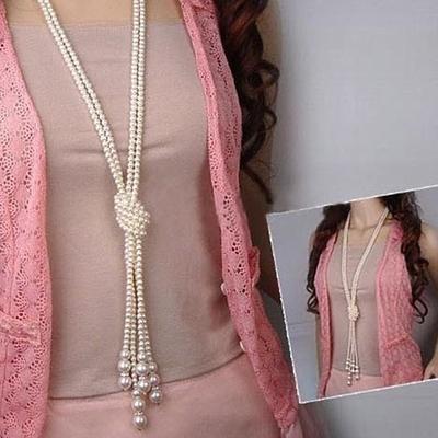 Y Necklace Pearl Pearl Imitation Pearl Women's Ladies Asian Fashion Layered Lariat Knot Necklace For Party Casual Daily / Layered Necklace / Long Necklace / Pearl Necklace